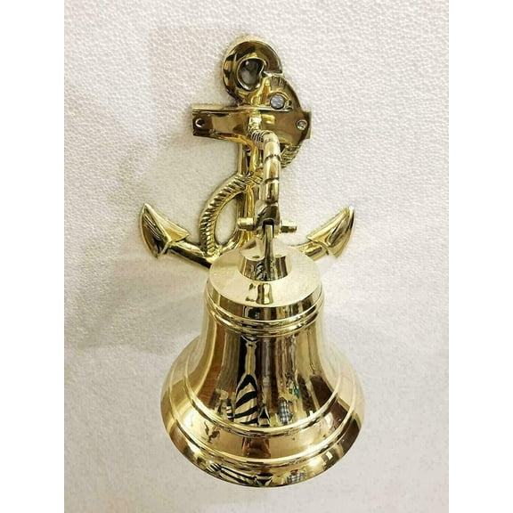 4'' Brass Bell Anchor Ship Nautical Wall Decor Maritime Door Solid Hanging Bell