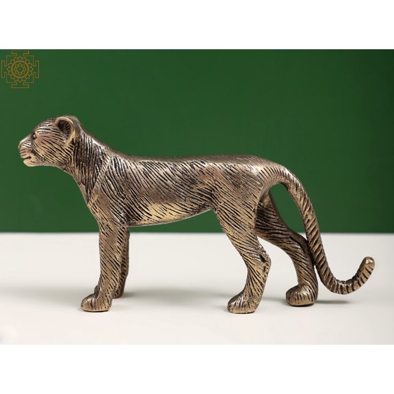 4" Brass Small Leopard Figurine | Animal Statues