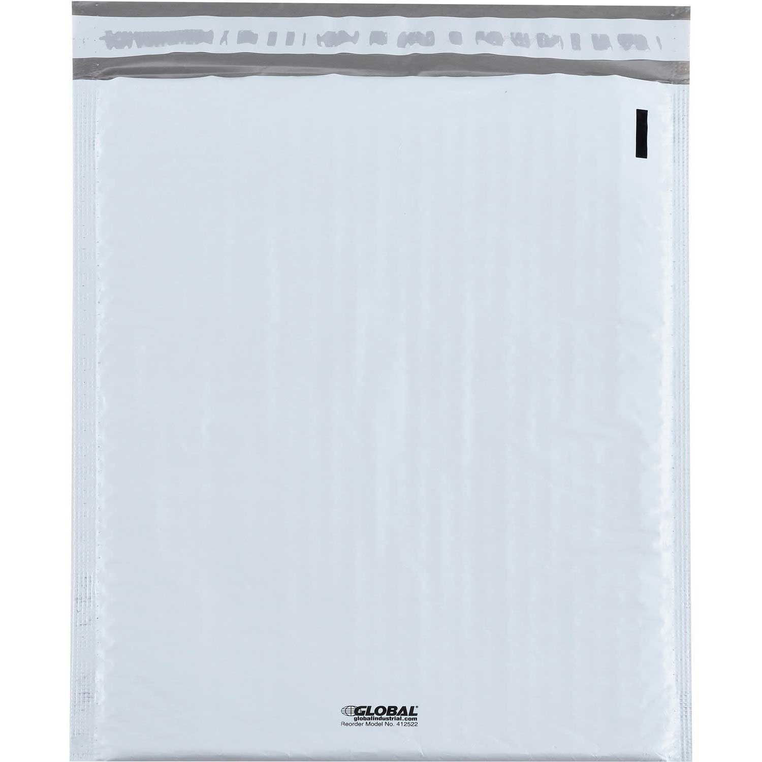 4 Bubble Lined Poly Mailers, 91/2"W x 141/2"L, White, 100/Pk