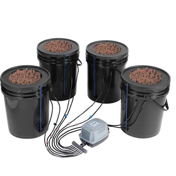 4-Bucket DWC Hydroponic System with Top Drip, Deep Water Culture for Faster Plant Growth