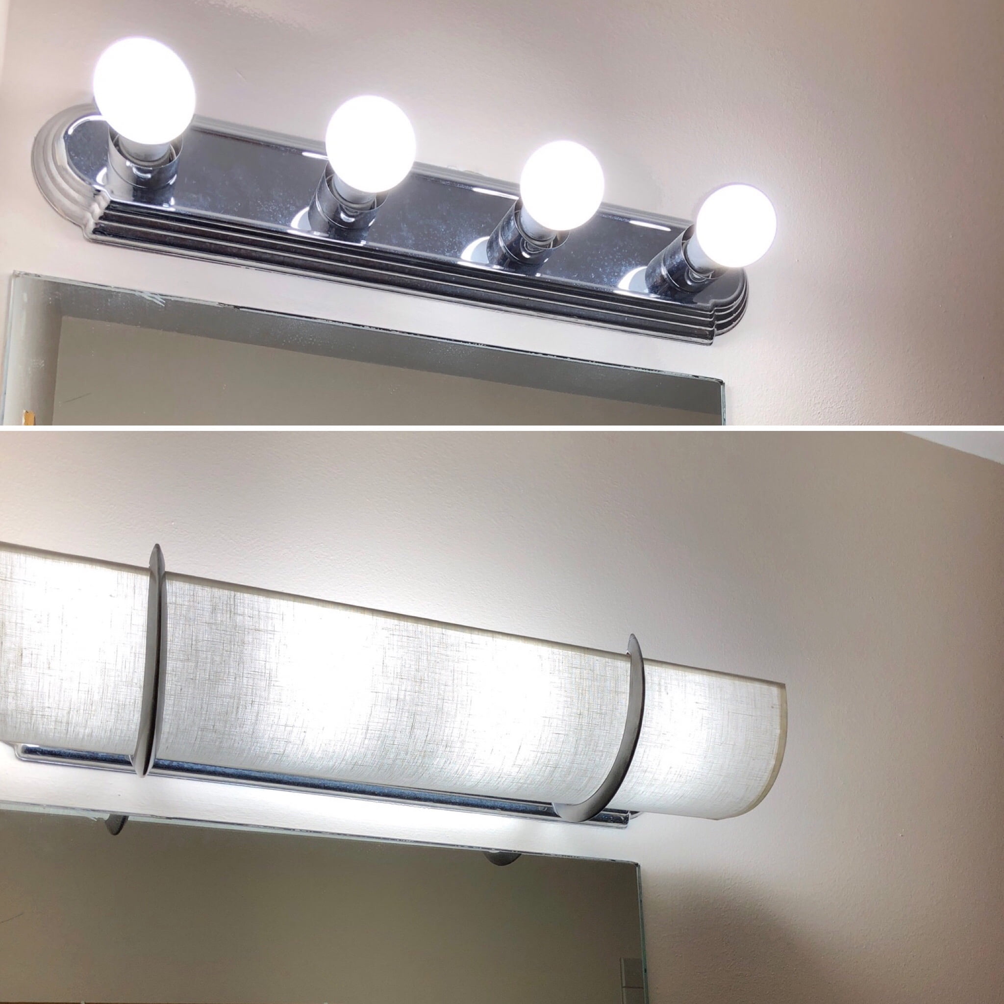 4 Bulb Vanity Light Shade, Linen Shade with Black Brackets, 25" inch ...