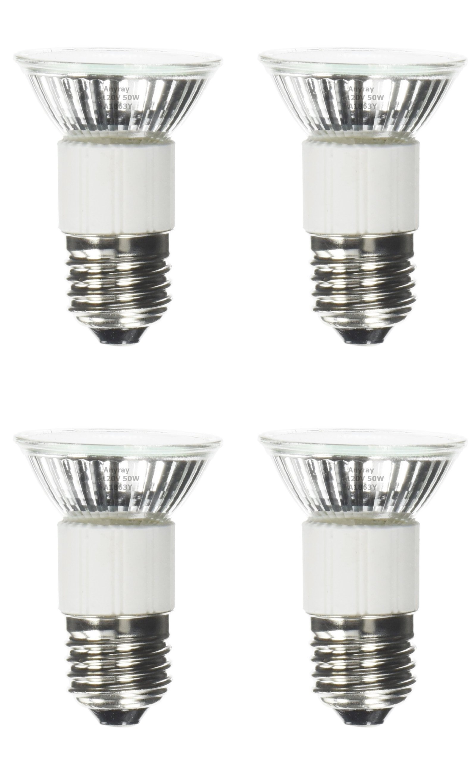 Anyray 1-Bulb HR16 120V 50W E26 MR-16 JDR C Flood Lamp With Lens – Dimmable, 2500hr Life, 2700K Warm White (EXN Flood)