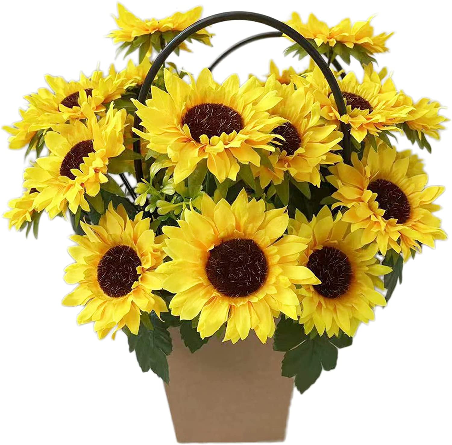 4 Bunches Artificial Flowers Sunflower Bouquets with Stems Silk ...