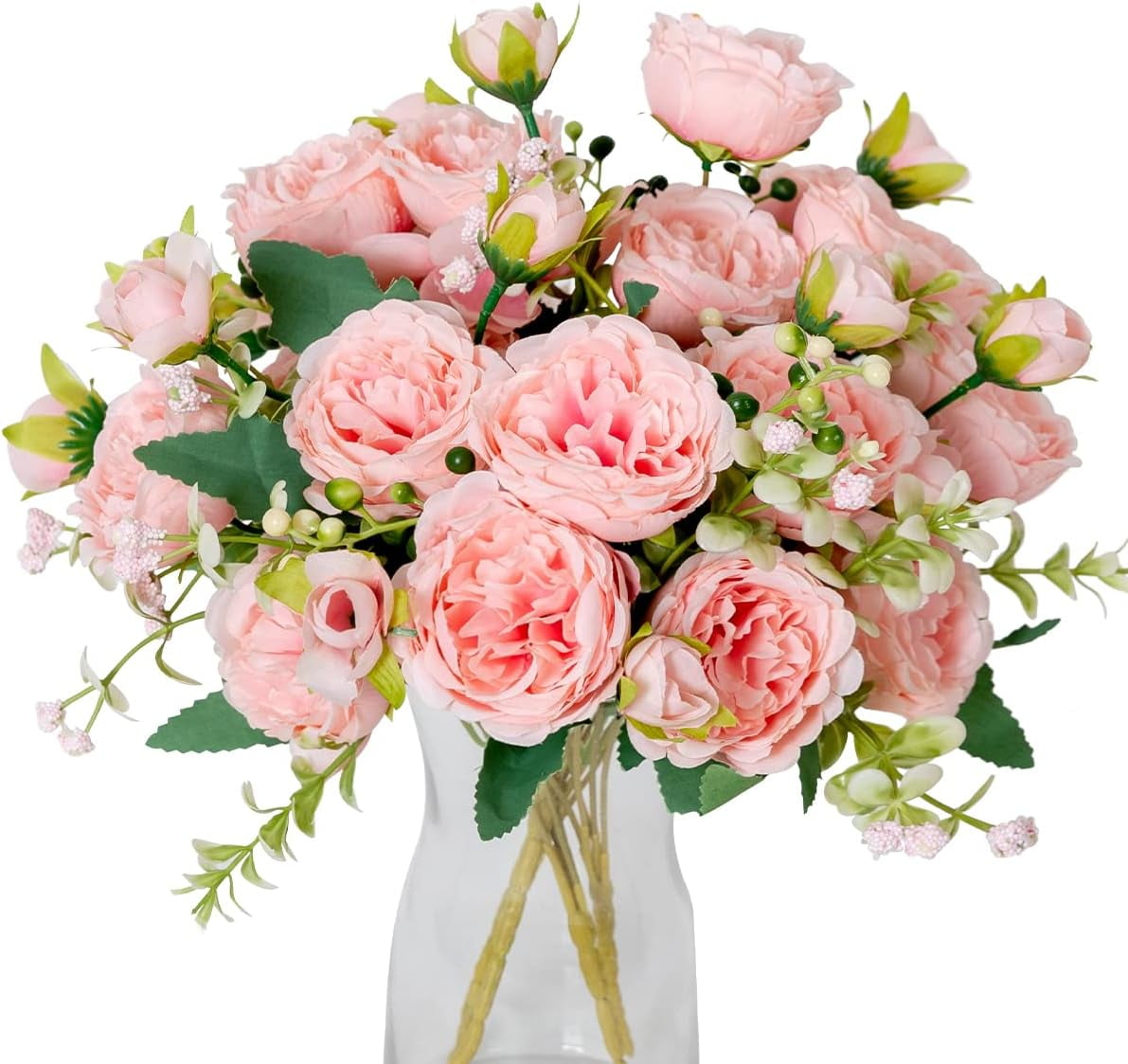 4 Bunches Artificial Peony with 20 Heads Flowers Fake Peonies Silk Flowers Bouquets for Wedding Home Table Party Window Decoration (PINK)