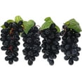 thumbnail image 1 of 4 Bunches Artificial Plastic Fake Black Grapes with Vines Garland Decoration Winery Farmhouse Table Fruit Model Handmade Photography Props, 1 of 3