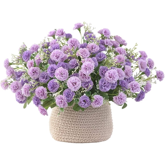 4 Bunches Carnation Small Artificial Flowers for Decoration Small Silk Flowers for Living Room, Dining Table, Bedroom, Office, Ga