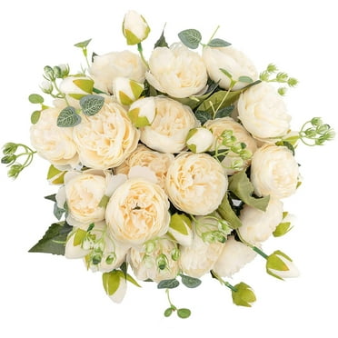 4 Bunches Peonies Artificial Flowers White Fake Peony Bouquet