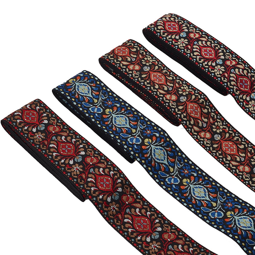4 Bundles 4 Colors Flat Ethnic Style Polycotton Embroidered Floral ...
