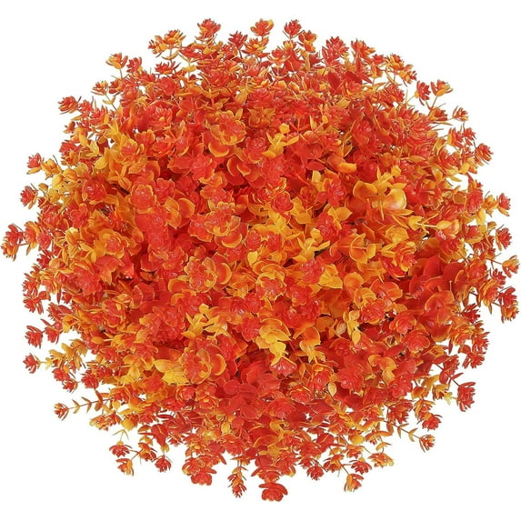 4 Bundles Artifical Spring Flower Outdoor Fake Plant Decor UV Resistant Faux Plastic Plants Hanging Plante Halloween Flower for Home Garden Porch Thanksgiving Christmas Decorations