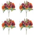 thumbnail image 1 of 4 Bundles Coffee‑Tone Artificial Fall Flower Bouquets, 13.4 Inch Faux Autumn Mixed Silk Flowers Dahlia Daisy Rose Eucalyptus Lavender with Bendable Wire Stems for Table Centerpiece Cemetery Wedding H, 1 of 8