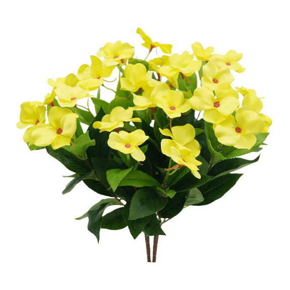 4 Bundles Artificial Impatiens Bushes Silk Flowers Greenery Indoor Garden Light Office Wedding Decor (15.74inch, Yellow)