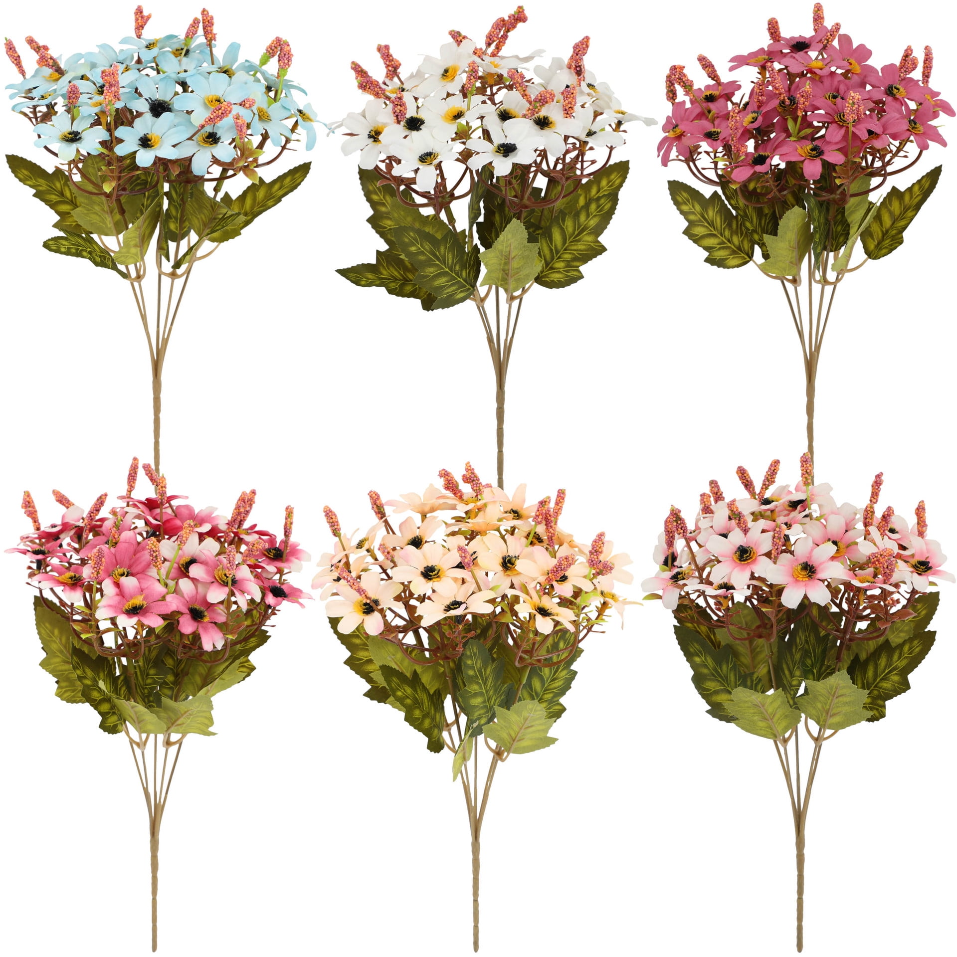 4 Bundles Artificial Silk Gerbera Daisy Flowers Bulk Realistic Fake ...