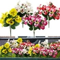 thumbnail image 1 of 4 Bundles Fake Flowers Pansy Small Wild Flower Daisy Faux Plastic Flowers for Home Wedding Kitchen Garden Table Centerpieces Indoor Outdoor Decor, 1 of 9