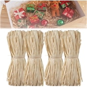 4 Bundles Natural Raffia Ribbon Grass Yahome Raffia for Crafts Weaving Bouquets Decoration, Christmas Gift Wrapping Ribbon, Eco-Friendly Paper Straw for Twine Florist Bouquets Decoration