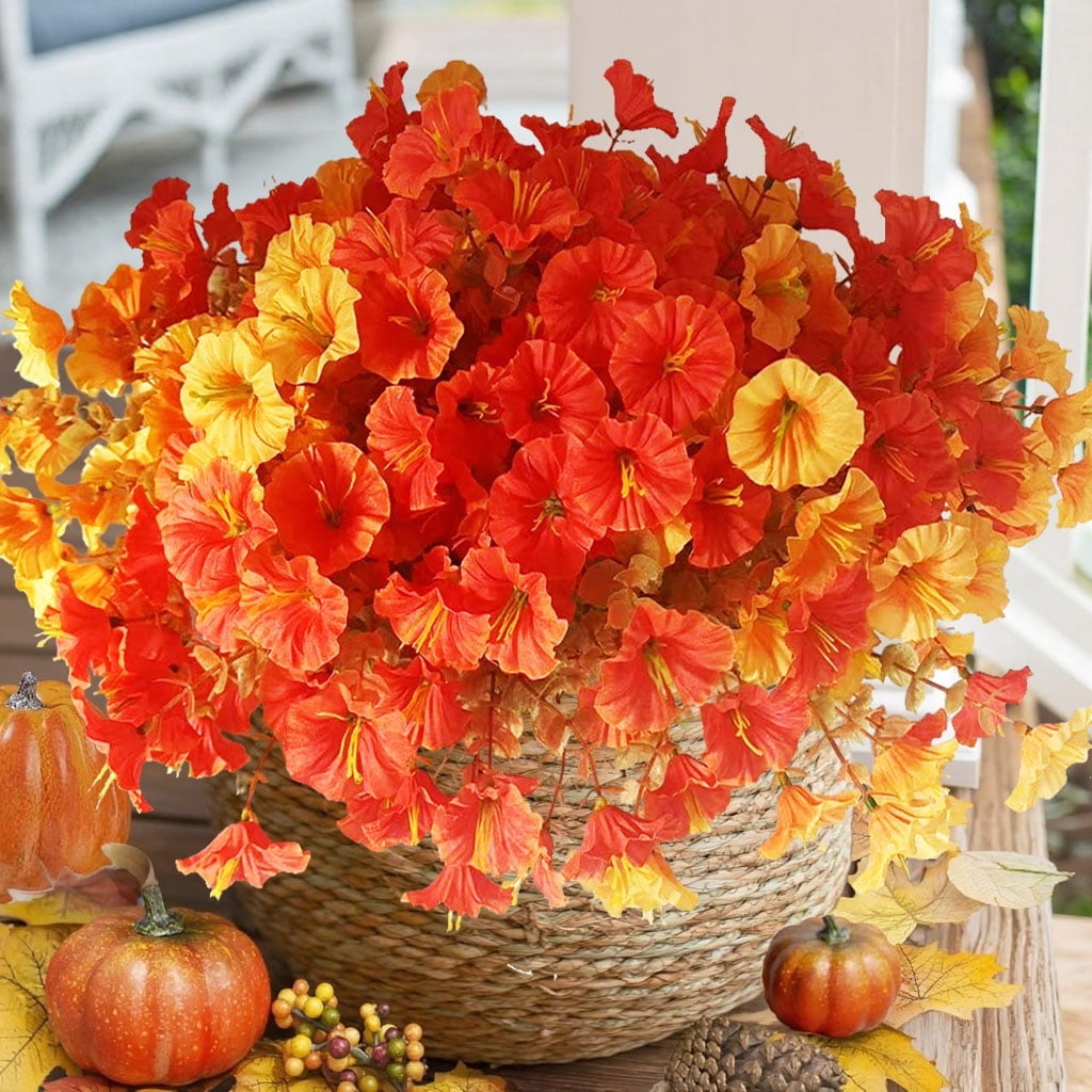 Artificial Fake Fall Plants Flowers Outdoor Decoration, 12 Bundle Faux ...
