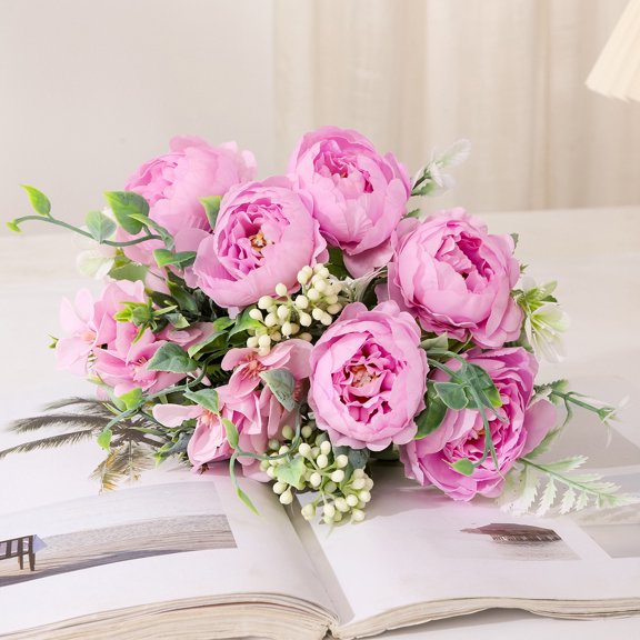 4 Bundles White Peonies Artificial Flowers Bulk 20 Peony Heads, Small Faux Fake Silk Peony Flower Wedding Bouquets for Bride Gift Home Decoration with Stems