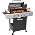 thumbnail image 1 of 4 Burner BBQ Propane Gas Grill with Side Burner, Outdoor Stainless Steel 46790 BTU Patio Garden BBQ Grill with Lid, Wheels for Camping, Outdoor Cooking, 1 of 8