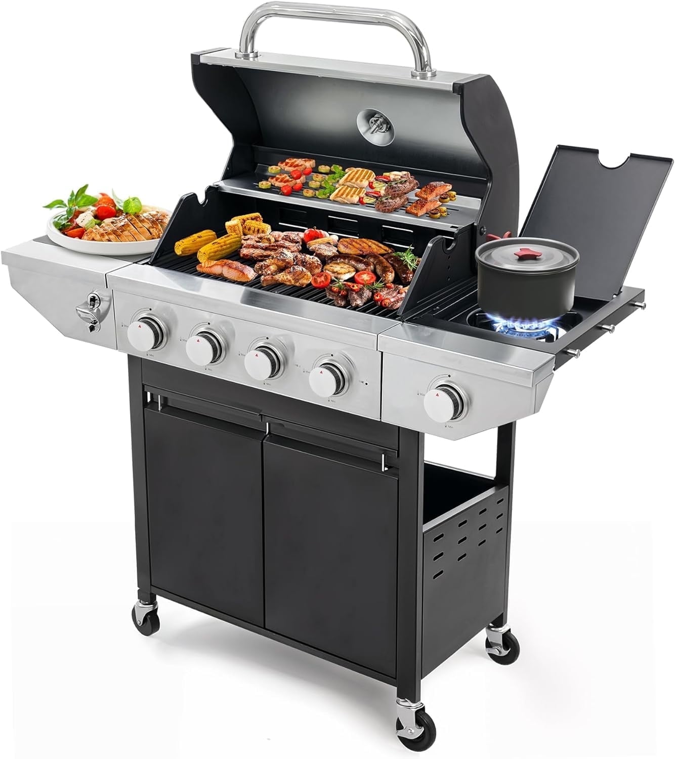 Char-Broil Professional Series 4400S - 4 Burner Gas BBQ Grill With Side Burners - Stainless