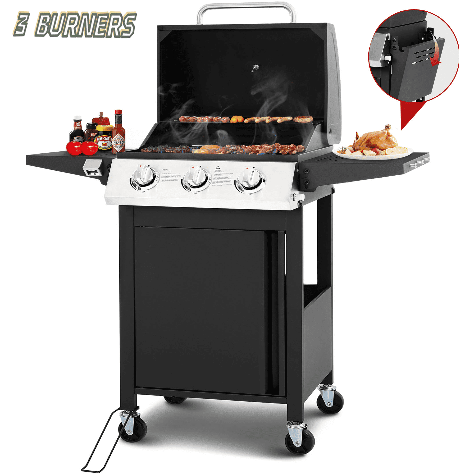 Walmart promo code:  Stainless Steel Charcoal BBQ Grill & Smoker Combo, Outdoor, Heat-Resistant, w/ Thermometer, Black, D6457