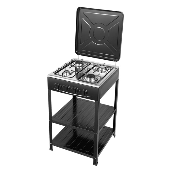 4 Burner Gas Stove ,Outdoor Stove with Removable Storage Stand, Wind Blocking Cover for Camping Picnic Home RV Cooking Grill and Support Leg Bracket