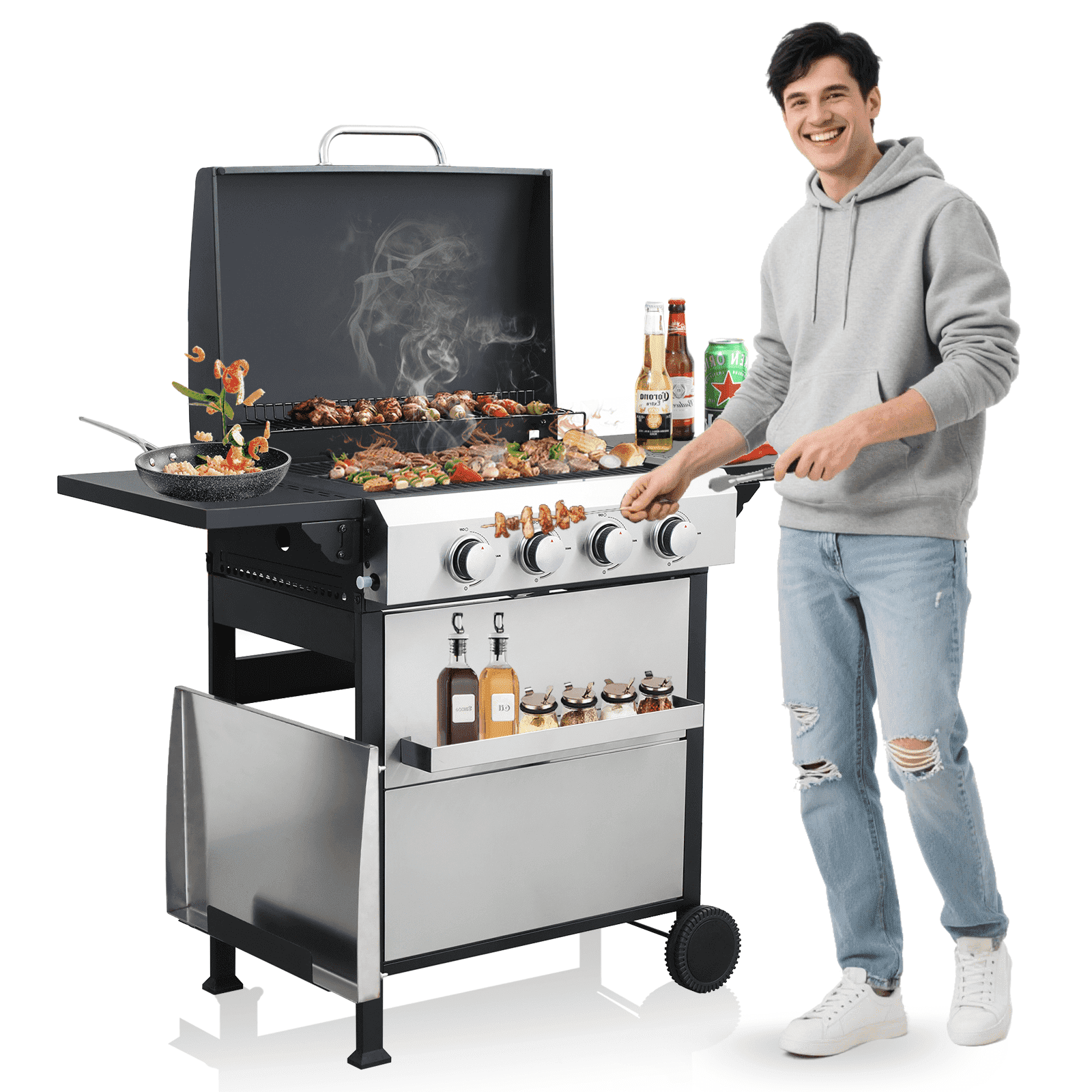 バーベキュー・調理用品 Black LabelFlatBurnerFullBlackverGS-450R 720-
