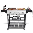 thumbnail image 1 of 4 Burner Propane Gas Grill and Griddle Combo with Foldable Side Table, 470 sq in Cast Iron Grate & 248 sq in Flat Top, 38,200 BTU Outdoor BBQ Grill for Outdoor, BBQ, Camping, 1 of 8