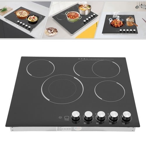 4 Burners Electric Cooktop LED Screen Timing Electric Stovetop 5 Firepower Gears for Kitchen, Cabin