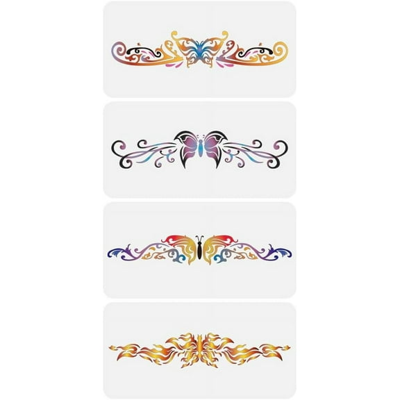 4 Butterfly Border Painting Stencil 11.8x5.9in - Reusable Floral Animal Theme Plastic Stencil for Wall Wood Furniture DIY Home Decor
