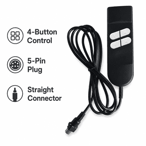 4 Button Electric Recliner Remote Control with 5-Pin Straight Plug, Universal Lift Chair Hand Controller for Power Sofa