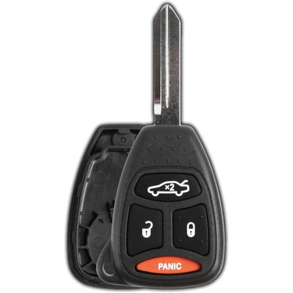 4-Button Key Fob Cover Case Replacement for Chrysler 300 Dodge Charger Jeep Grand Cherokee 2005-2009, Remote Keyless Entry Shell (KOBDT04A), No Programming Required