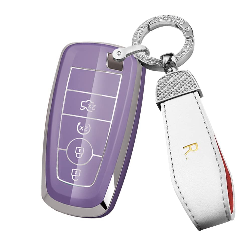 4-Button Key Fob Cover Compatible with Ford Explorer Bronco Expedition Car Key Holder Full Protection for Escape Edge Maverick 2017-2022