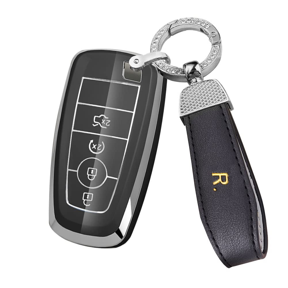 ontto Funda para Llave de Coche de 4 Botones Compatible con Ford Explorer Bronco Expedition Car Key Holder Protecci Completa para Escape Edge Maverick 2017-2022, Morado