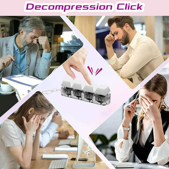 4 Button Keyboard Keychain Stress Toys For Adults Kids Funny Finger Keyboard Keychain Toys Desk Toys Stress Toys for Teens(White)