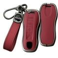 thumbnail image 1 of 4 Button Smart Key Fob Cover Compatible with Porsche 911 Cayenne Macan Panamera Taycan Key Holder Key Leather & Alloy Accessories with Keychains-4 Button, 1 of 6