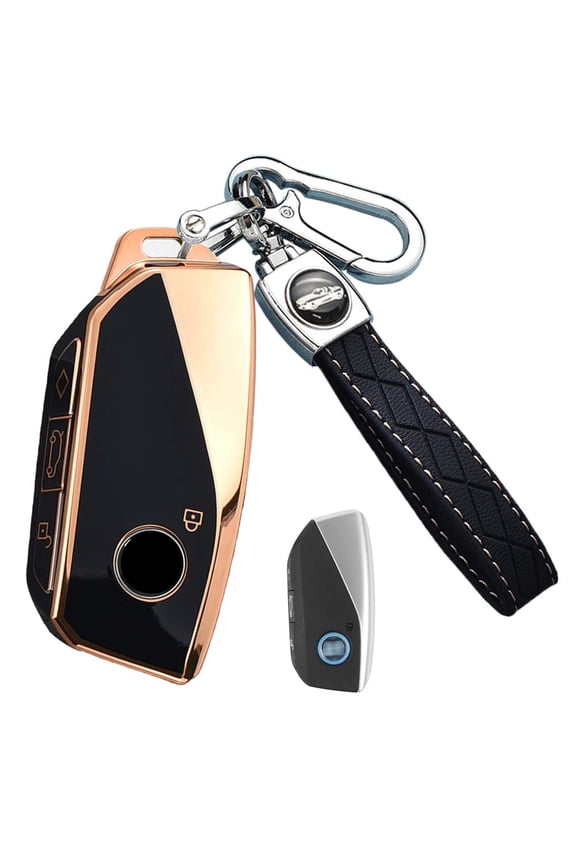 4 Button Smart Key Fob Cover for BMW I7 M Sport 2023 X7 X1 IX M5 7 Series 735Li 740 Accessorie Keyless Full Coverd Key Case with Leather Keychain