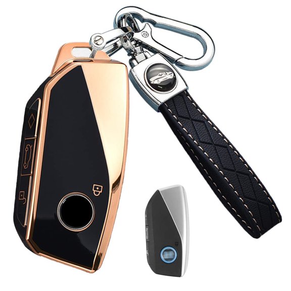 4 Button Smart Key Fob Cover for BMW I7 M Sport 2023 X7 X1 IX M5 7 Series 735Li 740 Accessorie Keyless Full Coverd Key Case with Leather Keychain