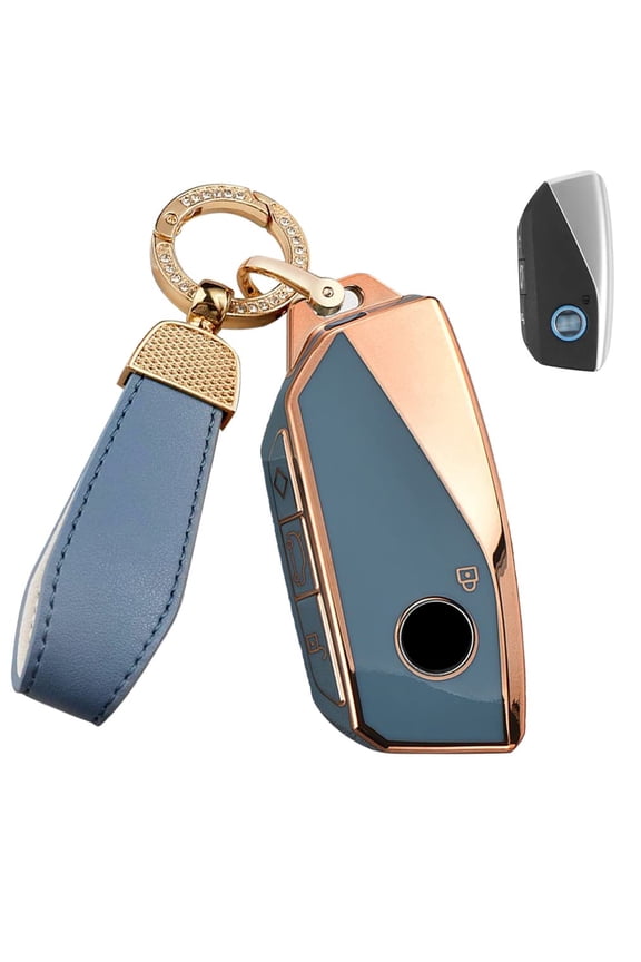 4 Button Smart Key Fob Cover for BMW I7 M Sport 2023 X7 X1 IX M5 7 Series 735Li 740 Accessorie Keyless Full Coverd Key Case with Leather Keychain