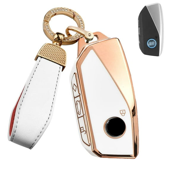 4 Button Smart Key Fob Cover for BMW I7 M Sport 2023 X7 X1 IX M5 7 Series 735Li 740 Accessorie Keyless Full Coverd Key Case with Leather Keychain