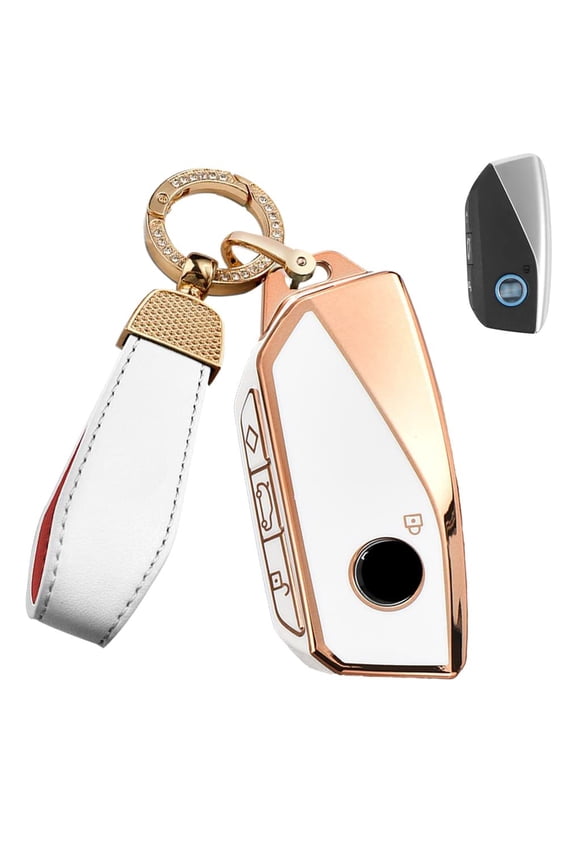 4 Button Smart Key Fob Cover for BMW I7 M Sport 2023 X7 X1 IX M5 7 Series 735Li 740 Accessorie Keyless Full Coverd Key Case with Leather Keychain