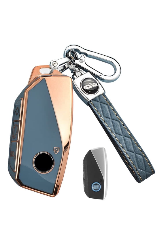 4 Button Smart Key Fob Cover for BMW I7 M Sport 2023 X7 X1 IX M5 7 Series 735Li 740 Accessorie Keyless Full Coverd Key Case with Leather Keychain