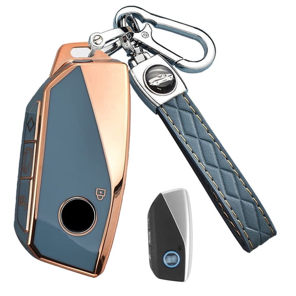 4 Button Smart Key Fob Cover for BMW I7 M Sport 2023 X7 X1 IX M5 7 Series 735Li 740 Accessorie Keyless Full Coverd Key Case with Leather Keychain