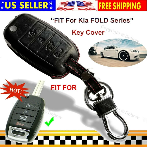 4 Buttons Genuine Leather Case Protector Holder Fob Cover for Kia FOLD Key