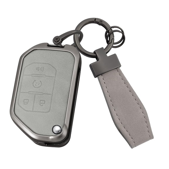 4 Buttons Key Cover Case, Zinc Alloy Metal Key Fob Case Protector Shell Compatible with Jeep Wrangler JL JLU Rubicon Gladiator JT Sahara JLU 2018-2021 4 Buttons