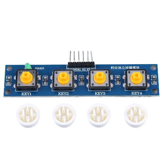 4 Buttons Keyboard Module with Hat Keypad, 3.3-5V Digital Output Keypad Module for ARM Raspberry Pi Arduino (White)