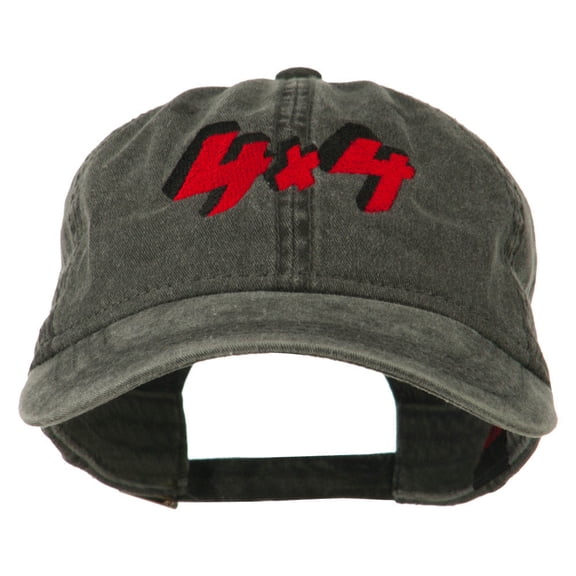 4 By 4 Embroidered Washed Cap - Black OSFM