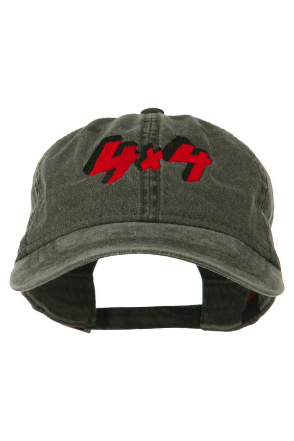 4 By 4 Embroidered Washed Cap - Black OSFM