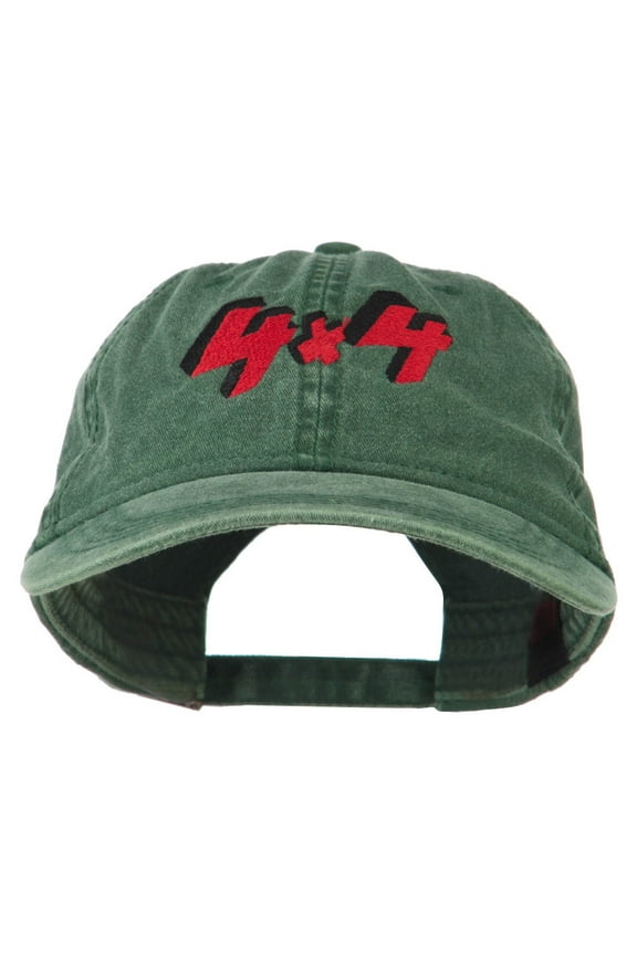 4 By 4 Embroidered Washed Cap - Dark Green OSFM