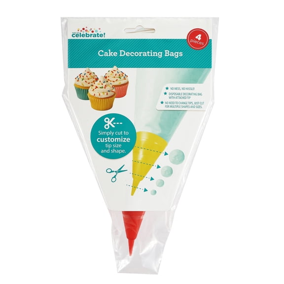 4 Count, Red/Yellow/Blue/Green Cake Decorating Piping Bags, by Way To Celebrate
