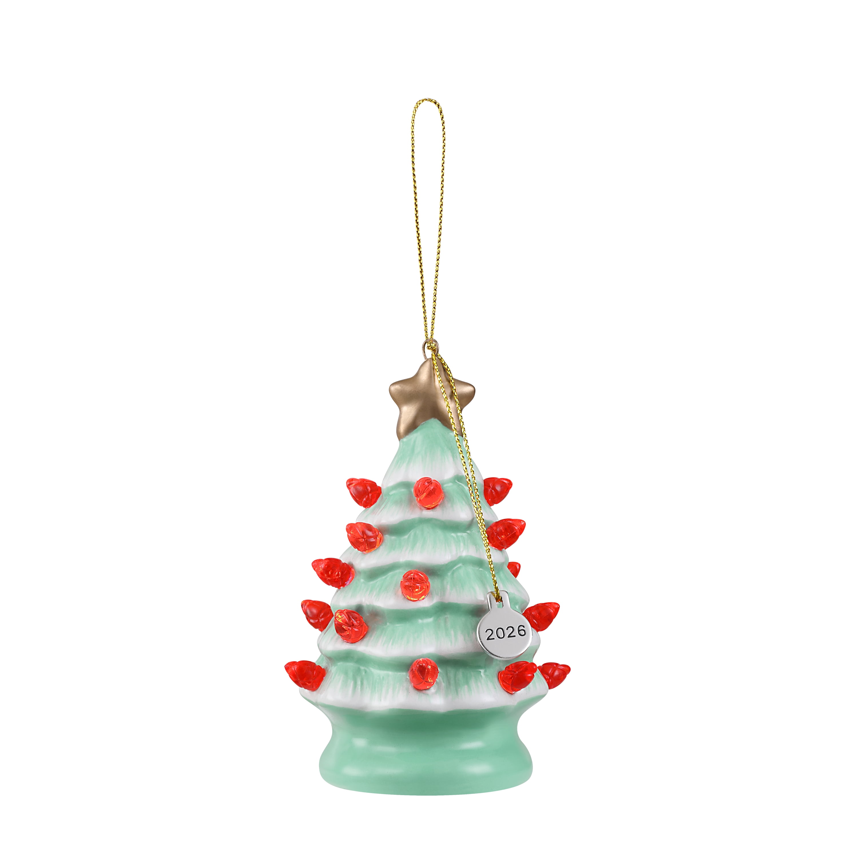 Mr. Christmas 4" Nostalgic Ceramic Lit Tree Ornament Decoration, Seafoam