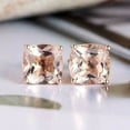 thumbnail image 1 of 4 CT Cushion Cut Lab Created Peach Morganite Stud Earrings 14K Rose Gold Plated, 1 of 4